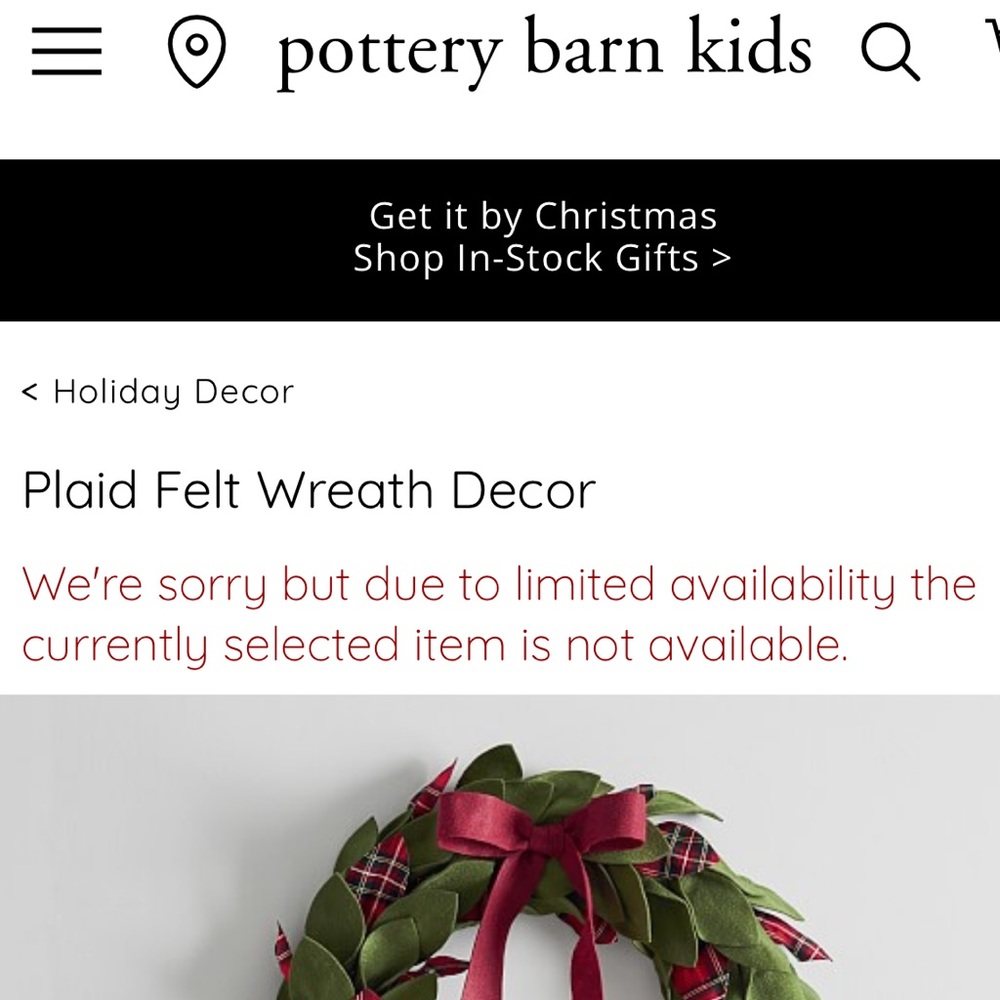 Pottery Barn Kids Whimsical and Festive Plaid Felt Wreath Decor - Picture 14 of 14
